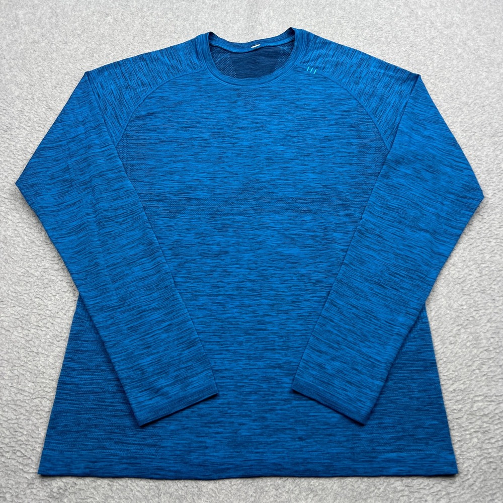 Lululemon Metal Vent Tech Shirt Mens Medium Blue Heather Long Sleeve Gym Crew